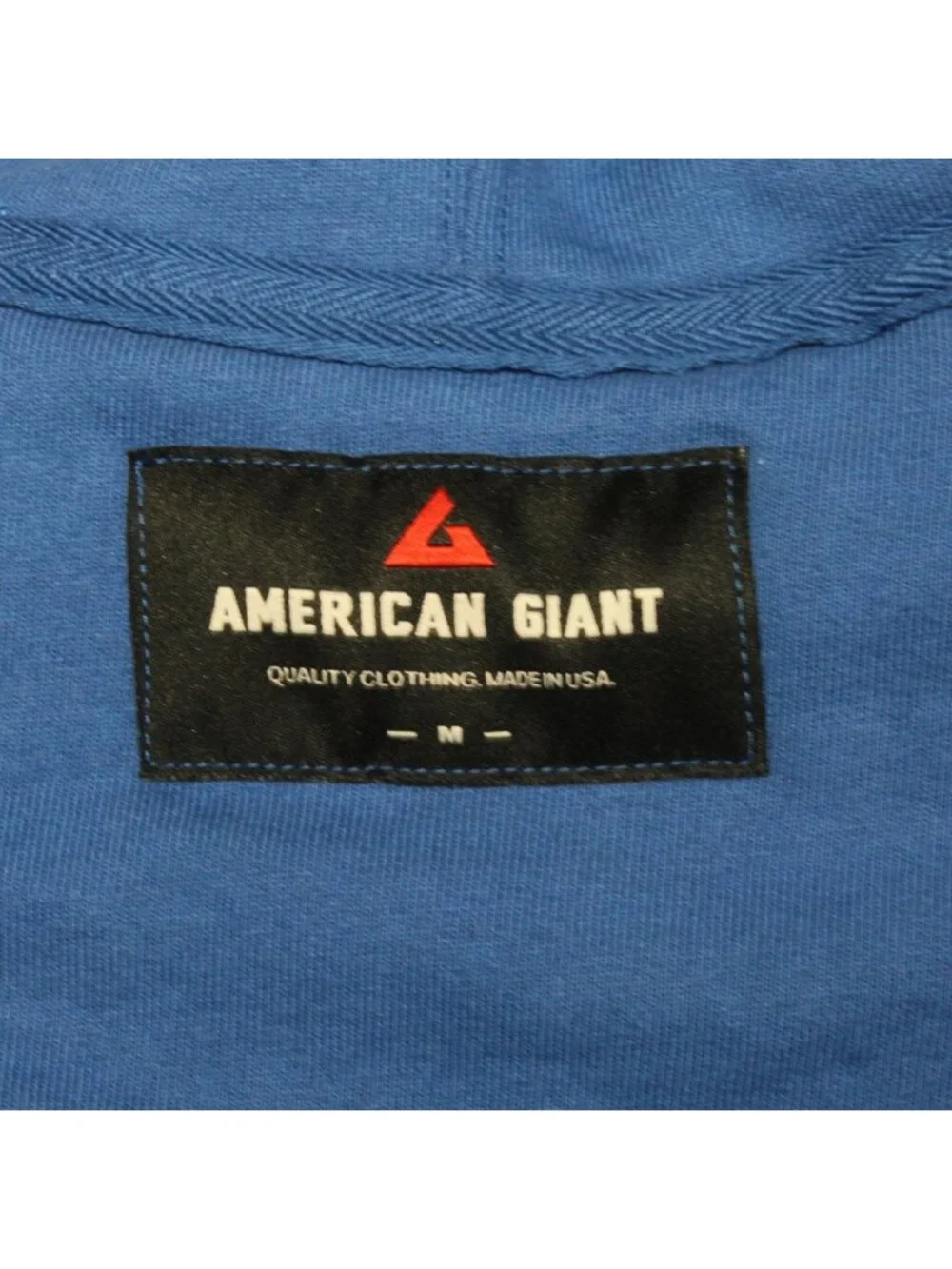 American Giant USA Made Hoodie Unisex Medium Blue Fleece Lined Kangaroo Pocket